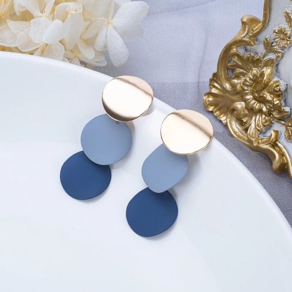 Jewelry - Professional Blue Triple Circle Drop Earrings